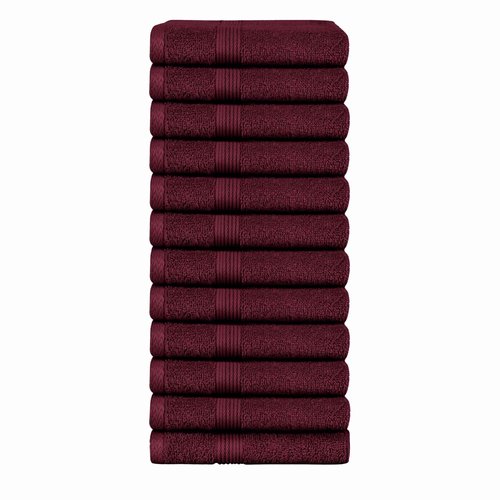 Organix Luxury Washcloth Set for Bathroon, Premium Cotton 12 Pack Face Cloth Set 13x13 Inch, Lightweight Highly Absorbent and Soft Feel Touch, Ideal for a Hotel & Spa Quality Experience (Maroon)