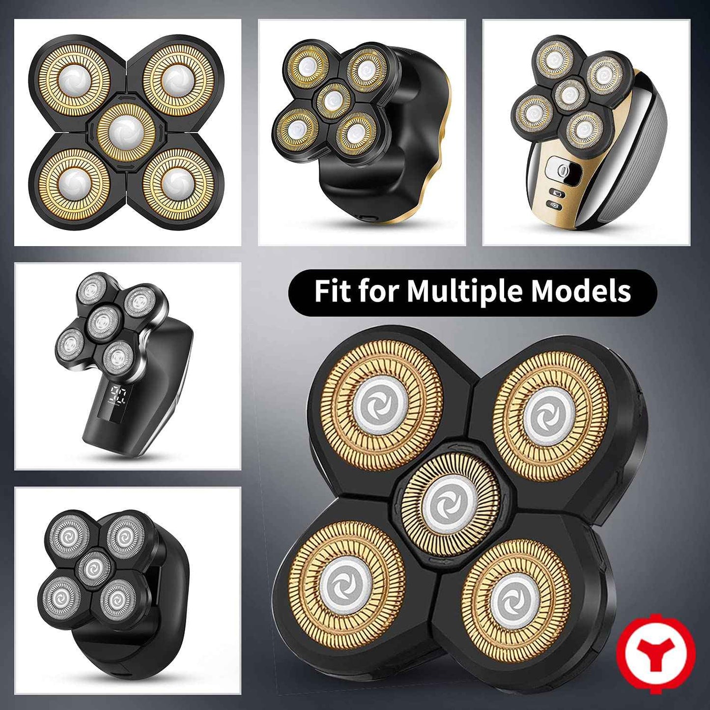 Roziapro Replacement Shaver Head Blade Cutters 5D Floating Shaving Waterproof Electric Razor (Gold Pack2)