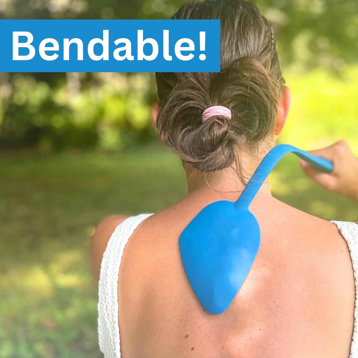 EOT Wellness Bendable Long Handled Silicone Back & Scalp Scrubber & Lotion Applicator for Back Bundle (Blue)