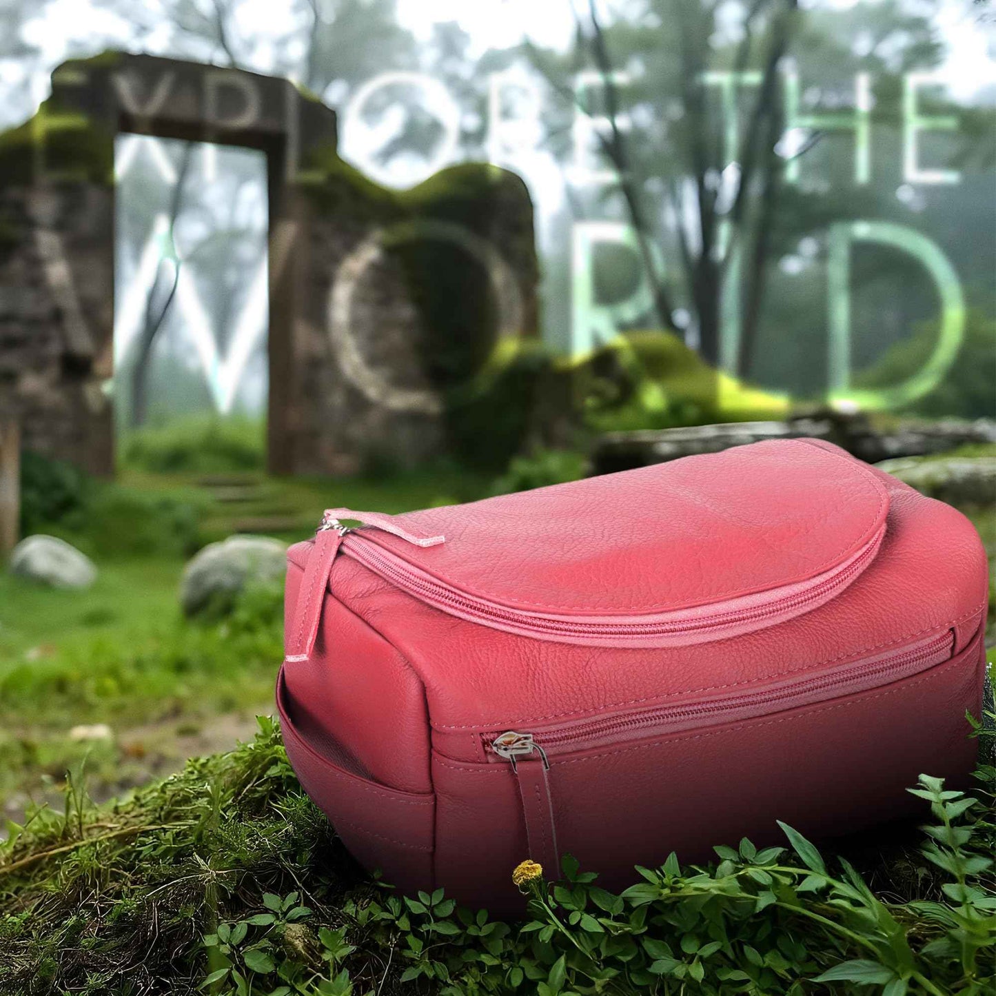 ELIZO Premium REAL Leather Toiletry Bag for Men Dopp Kitt Hanging Mens Toiletry Large TSA Toiletries Bag Shaving Grooming Bag Organizer Espresso (Pink, Large)