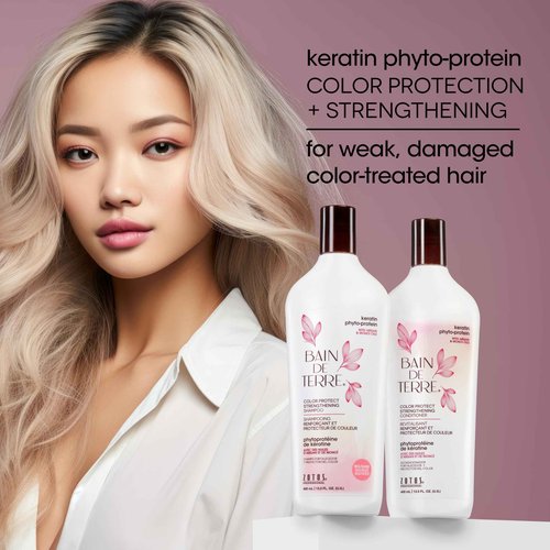 Bain de Terre Keratin Phyto-Protein Color Protect Strengthening Conditioner, Color-Safe Strengthening for Weak & Damaged Hair, Sulfate-Free, Paraben-Free 33.8 Fl Oz