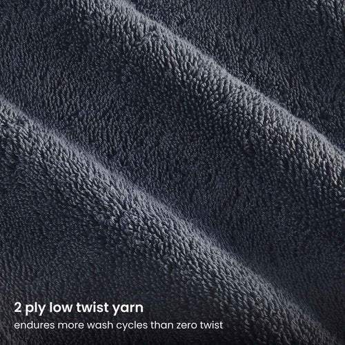 BIOWEAVES 100% Organic Cotton 700 GSM Plush Washcloths 13" x 13" GOTS Certified - Charcoal, Pack of 12
