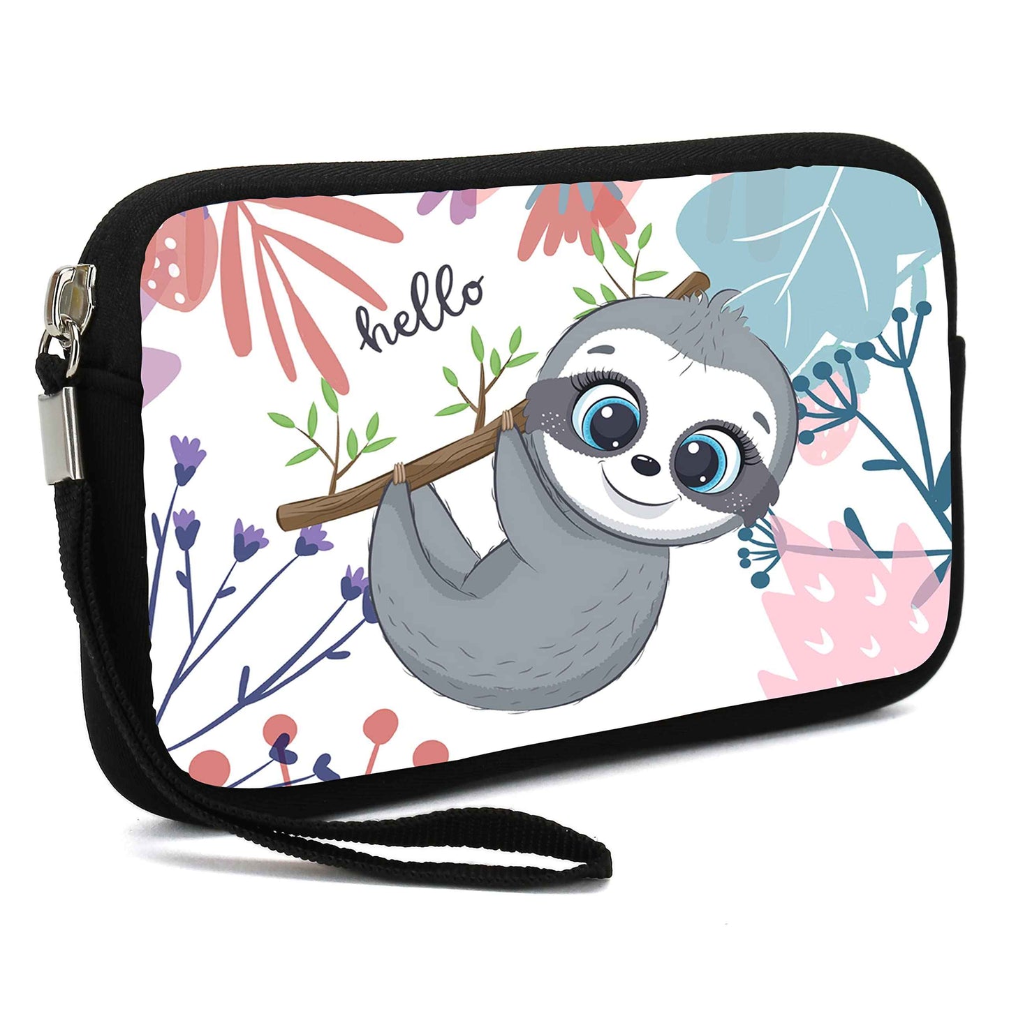 HEABPY Portable Neoprene Makeup bags for women,Small makeup pouch Travel bags,All Smartphone Wristlet Wallet Clutch Purse, Coin Pouch(Cute Sloth)