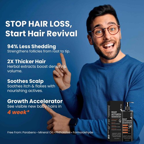 Root Activator Shampoo for Men: Hair Growth Shampoo for Hair Loss and Thinning Hair - 10.1 fl oz / 300 mL