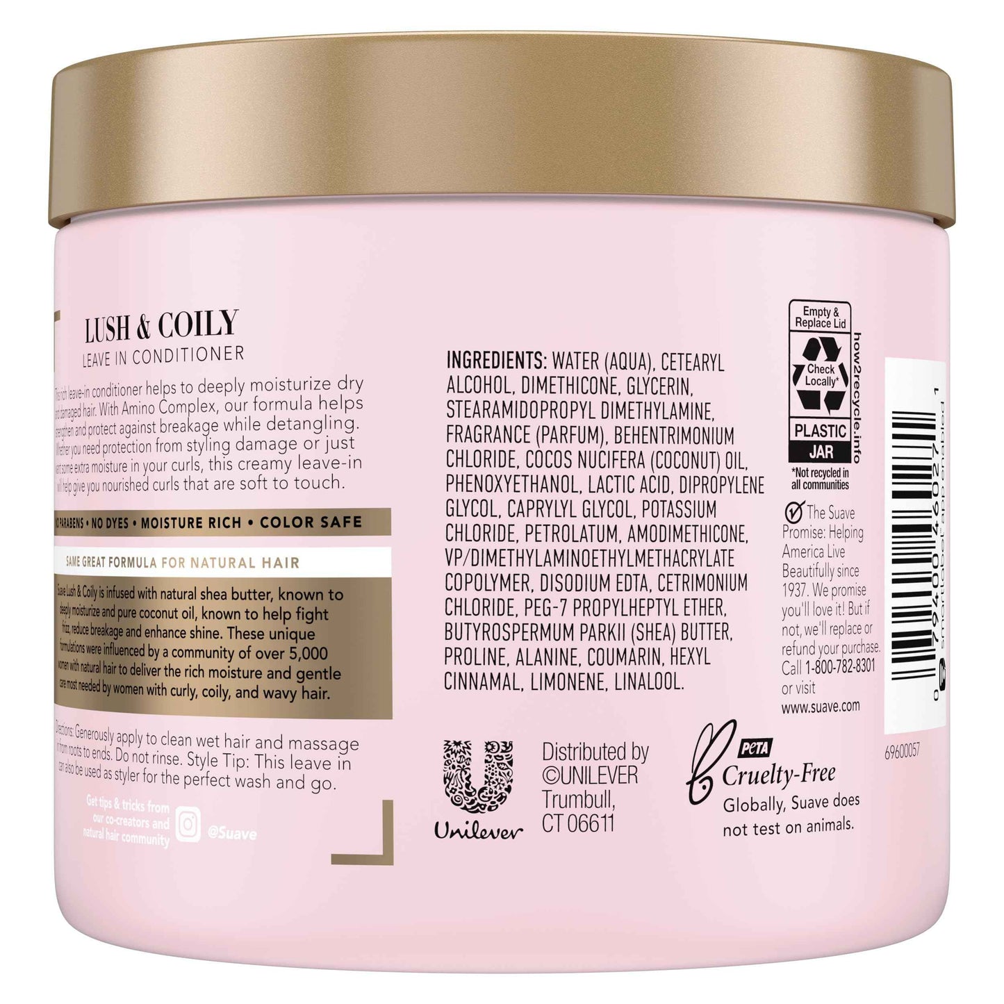 Suave+ Leave-In Conditioner, Lush & Coily, 2-Pack – Coconut Oil, Shea Butter & Amino Complex Natural Hair Care Products, Anti-Frizz, 13.5 Oz Ea