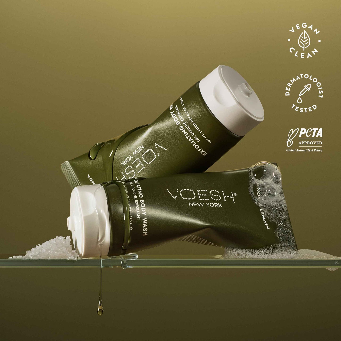 VOESH Sugar Scrub & Exfoliating Body Wash with Plant-Derived AHAs & Vegan Probiotics, K-Beauty Korean Skincare - Hinoki & Lavanda