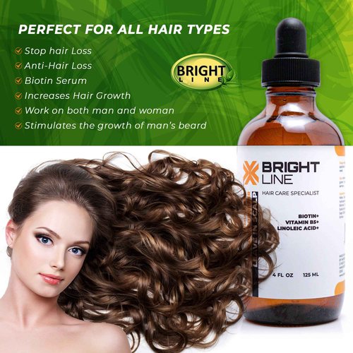 Bright Line Hair Growth Serum - Anti-Hair Loss and Regrowth Treatment for Dry, Damaged Hair and Scalp