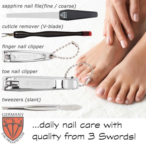 3 Swords Germany - brand quality 7 piece manicure pedicure grooming kit set for professional finger & toe nail care scissors clipper fashion leather case in gift box, Made by 3 Swords (84322)