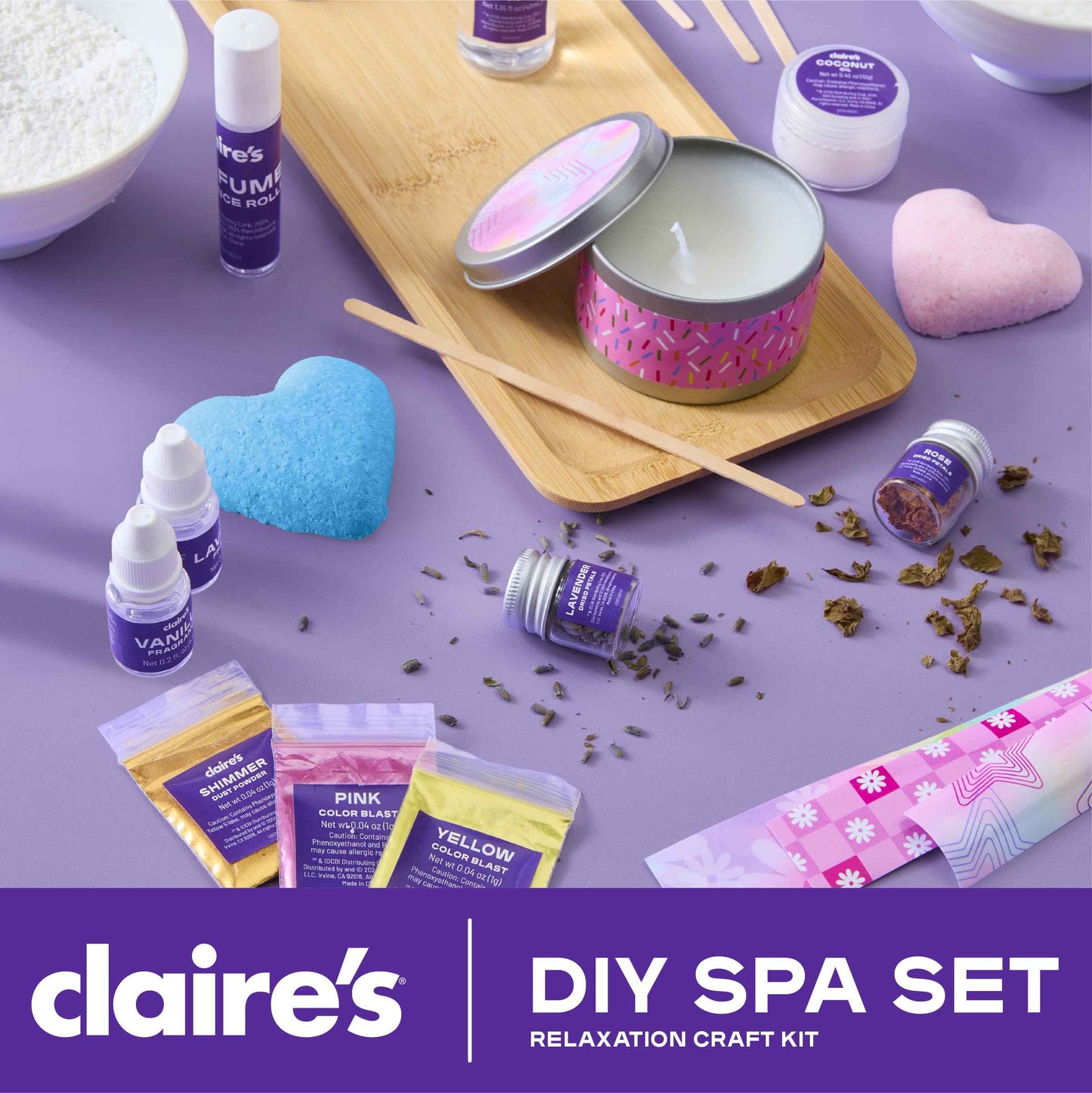Claire's DIY Bath Bomb & Scented Candle Making Set, 32-Piece Spa Craft Kit, Make Your Own Soothing Oils & Perfume Fragrance, Kids Toys, Science Beauty Project Activity, Arts & Crafts Gift for Ages 6+