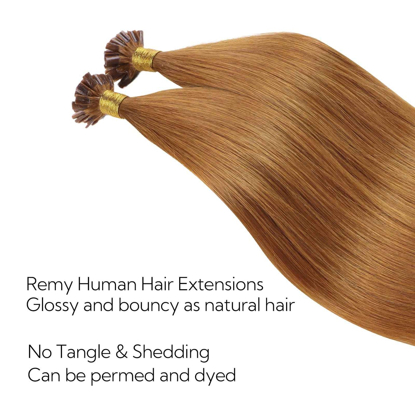 HOTBANANA U Tip Hair Extensions, 16 Inch 50g 50s Auburn Ginger Pre Bonded Hot Fusion Keratin UTip Hair Extensions