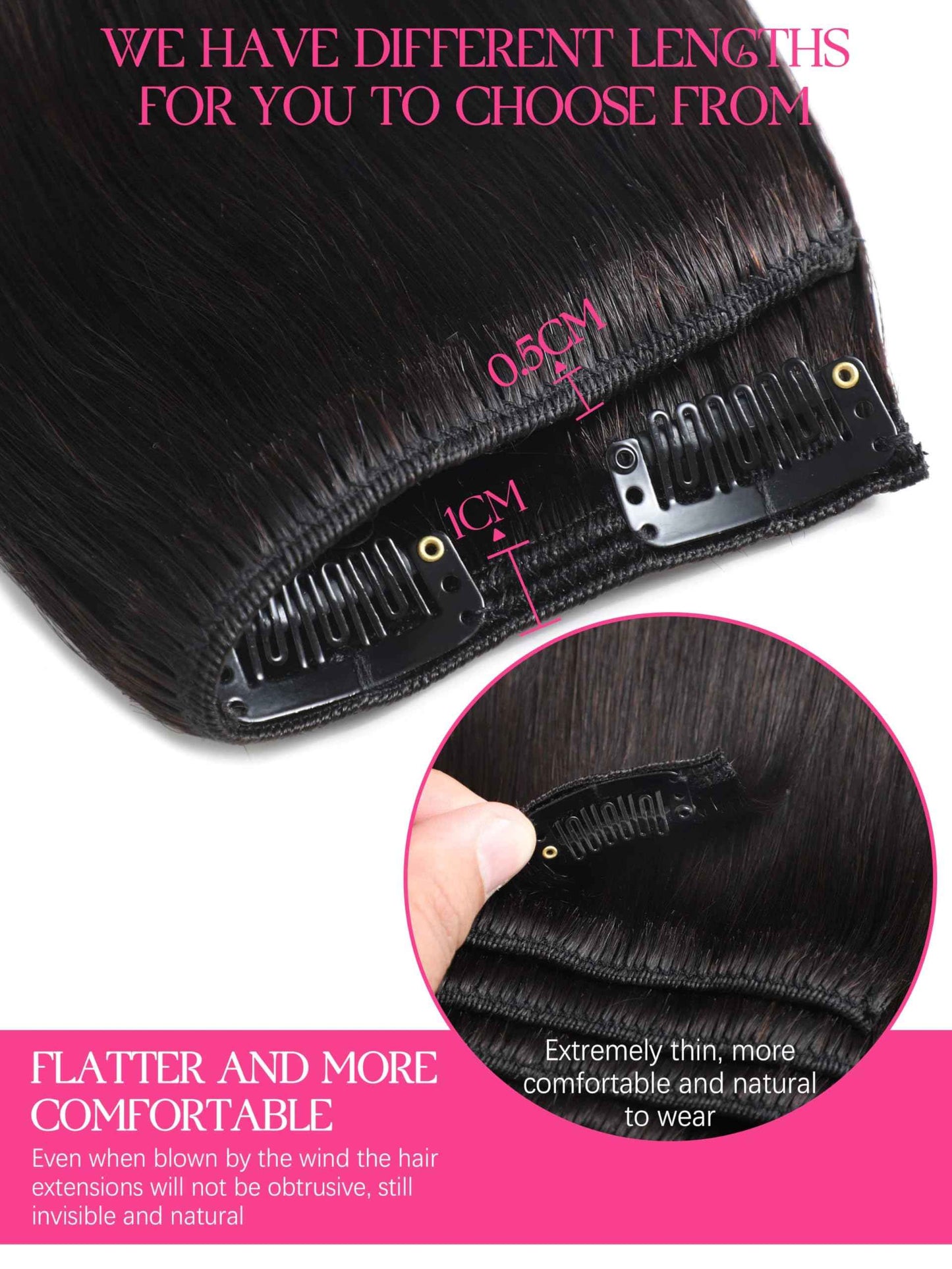 Lacer Clip in Hair Extensions Real Human Hair, 16 Inch Straight Clip ins 1B Natural Black, Remy Human Hair Extensions 7pcs Per Set