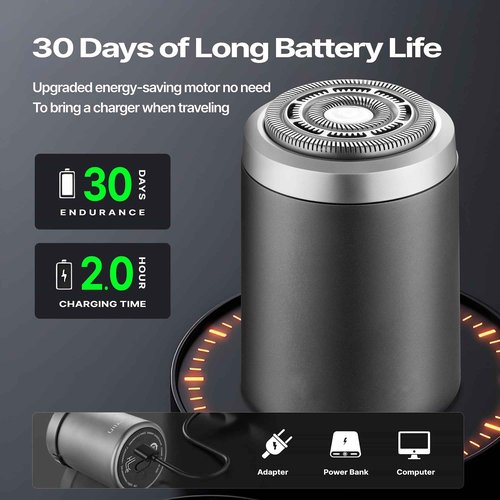 Premium Titanium Mini Shaver for Men - IPX7 Waterproof Electric Razor with Floating Foil System, USB-C Fast Charge, 90-Day Battery - Compact Travel Shaver for Sensitive Skin & Precision Grooming