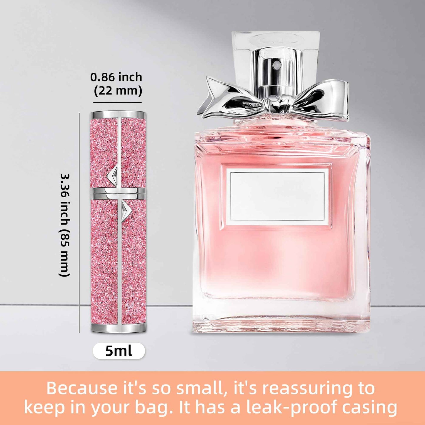 muilsae AB00DB 5ml Leather Perfume Atomiser Refillable, Bottom Fill Perfume Bottle, Portable and Leak-proof Suitable for Women and Men (AB00DB 5ml)