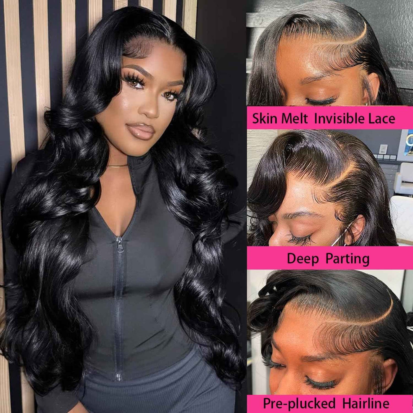 SIFULAN 13x4 Body Wave Lace Front Wig Human Hair 180% Density HD Transparent Lace Front Wig Pre Plucked Body Wave Frontal Wigs Human Hair for Black Women 16 inch Glueless Wig Natural Color