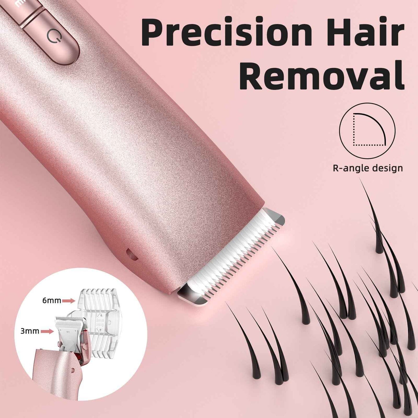 Bikini Trimmer for Women,Bikini Razor for Women Pubic Hair, 2 in 1 Wet & Dry Use Groomer,Painless Body Hair Trimmer for Face Legs Underarm Electric Shavers Razors Rechargable IPX7 Waterproof (Pink)