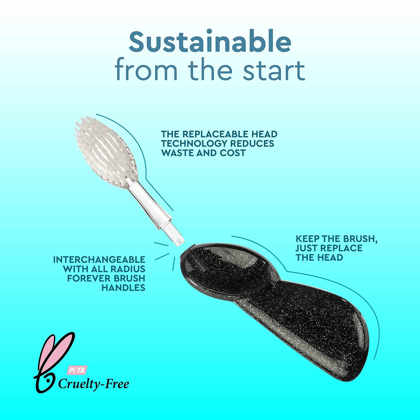 RADIUS Big Brush with Replaceable Head BPA Free & ADA Accepted Toothbrush Designed to Improve Gum Health & Reduce Gum Issues - Left Hand - Purple/Sea Shell/Midnight Sky - Pack of 3