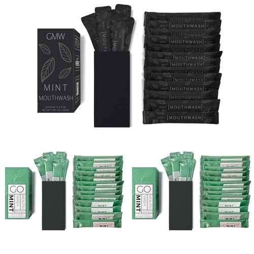 20pc Matte Black Mouthwash Packets + 40pc Go Mouthwash Smooth Mint