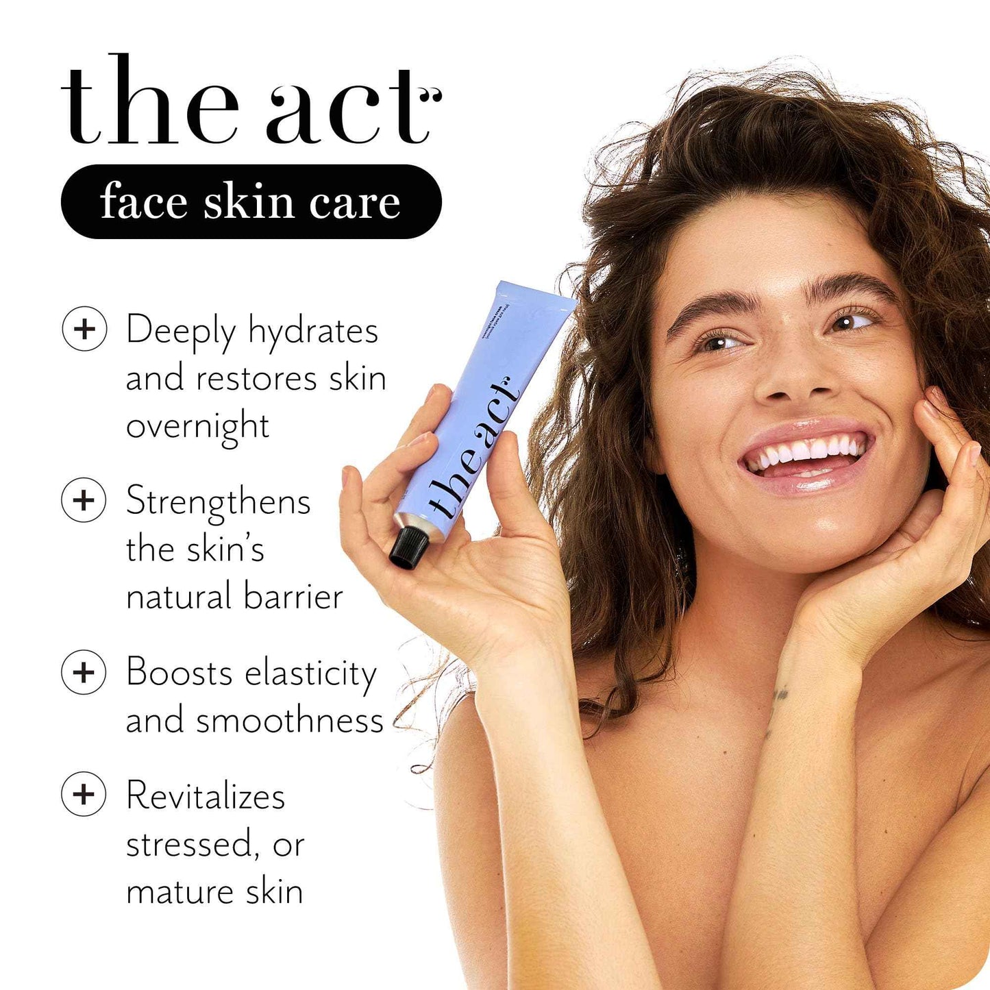 The Act Overnight Face Cream with Collagen & Prebiotics – Vegan Organic Anti-Aging Night Moisturizer for Men & Women - Deep Hydration, Barrier Repair, Sensitive & Mature Skin, 2 Fl Oz