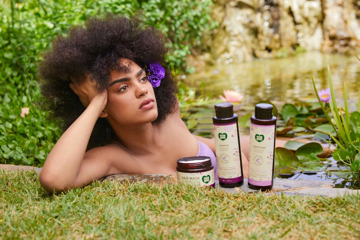 ecoLove Natural Lavender Extract Bundle Set, Hair Mask for Dry Damaged Hair & Natural Conditioner & Shampoo