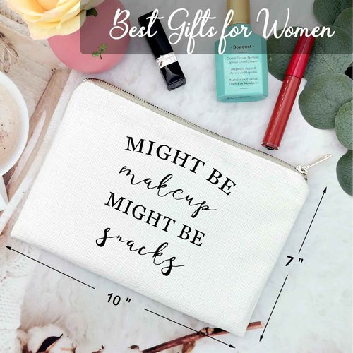 Might Be Makeup Might Be Snacks Funny Birthday Gift Makeup Bag Best Friend Gift for Sister Makeup Storage Organization Small Gift for Her