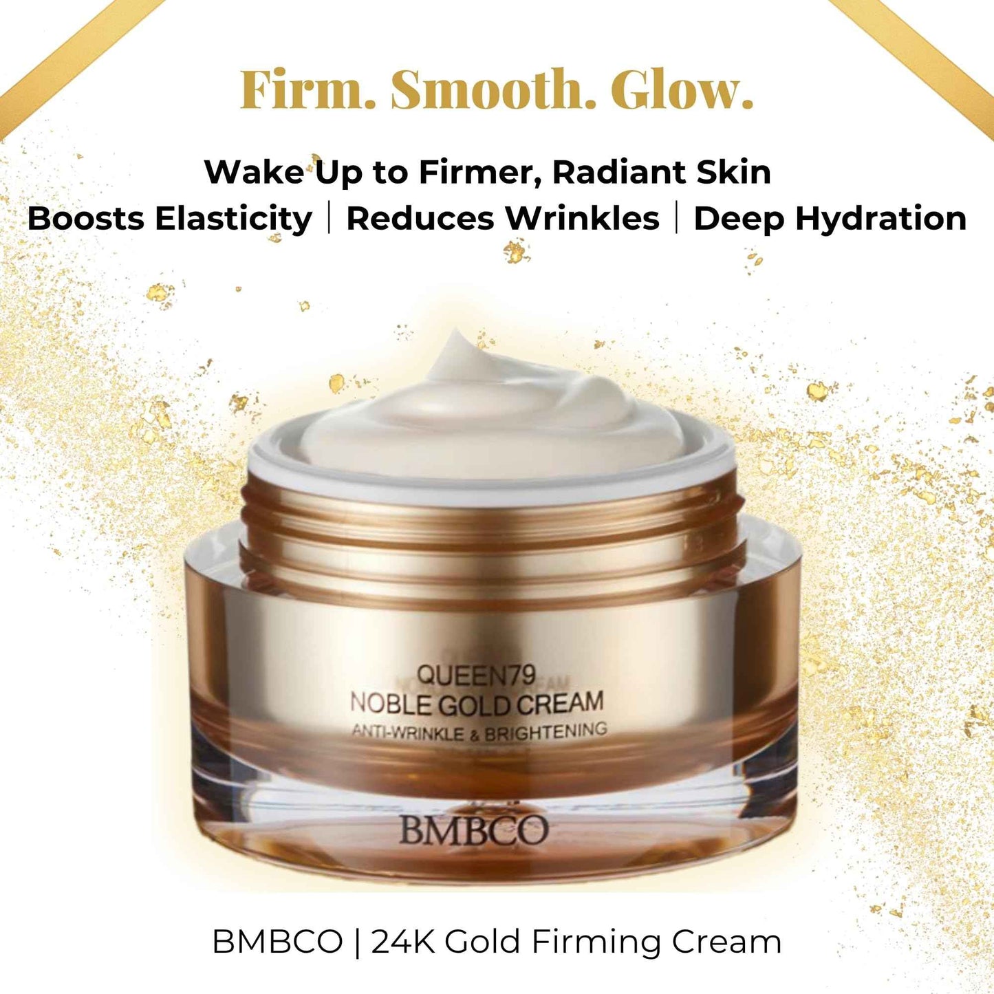 BMBCO 24K Gold Firming Cream – Hydrating Korean Moisturizer with Collagen & Hyaluronic Acid | Improves Elasticity & Visible Radiance | For Face, Neck & Eyes – 50ml