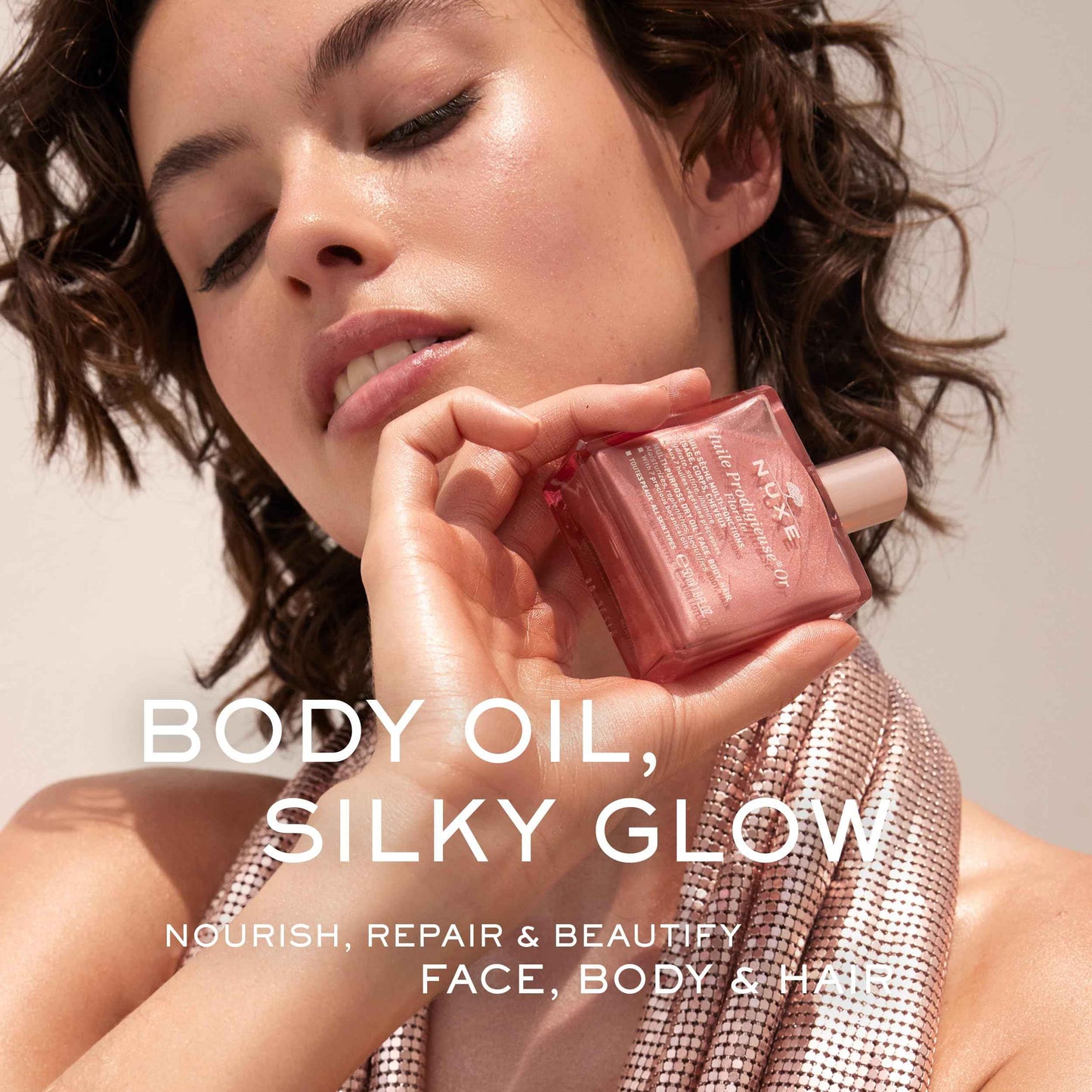 Nuxe Huile Prodigieuse Floral Shimmering Multi Purpose Dry Oil for Face Body. Luxurious Radiant Glow and Hydration, 1.6 Fl Oz