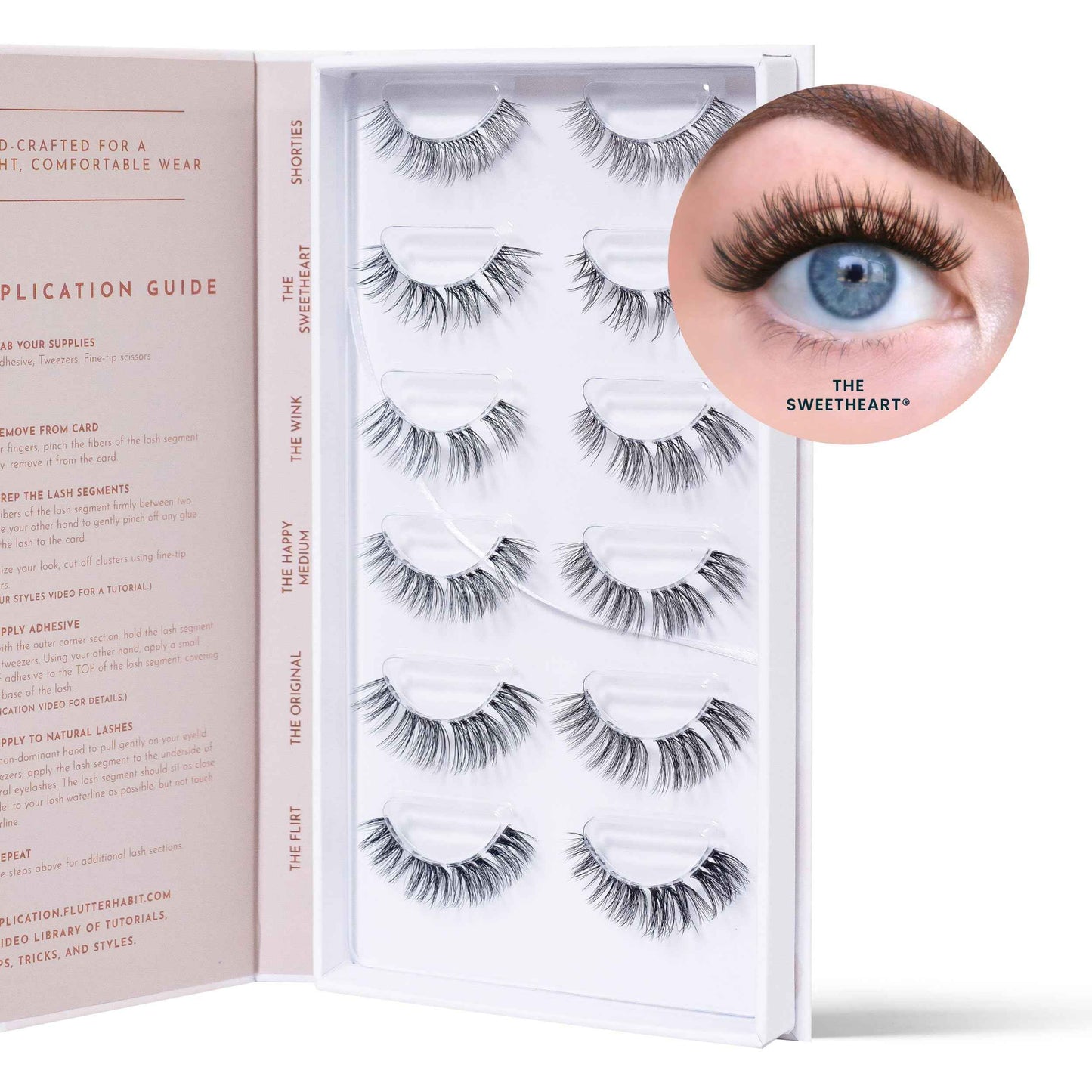FlutterHabit Classic Collection Box, DIY Lash Extensions, Lash Clusters Kit, Up to 10 Day Wear, Natural & Classic Lashes, Salon Quality Eyelashes Extensions, 6 Sets of Lashes, No Lash Glue Included