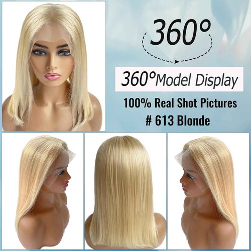 Blonde Bob Wig - 613 Lace Front, Human Hair, 13x4, HD, Pre-Plucked, 10in