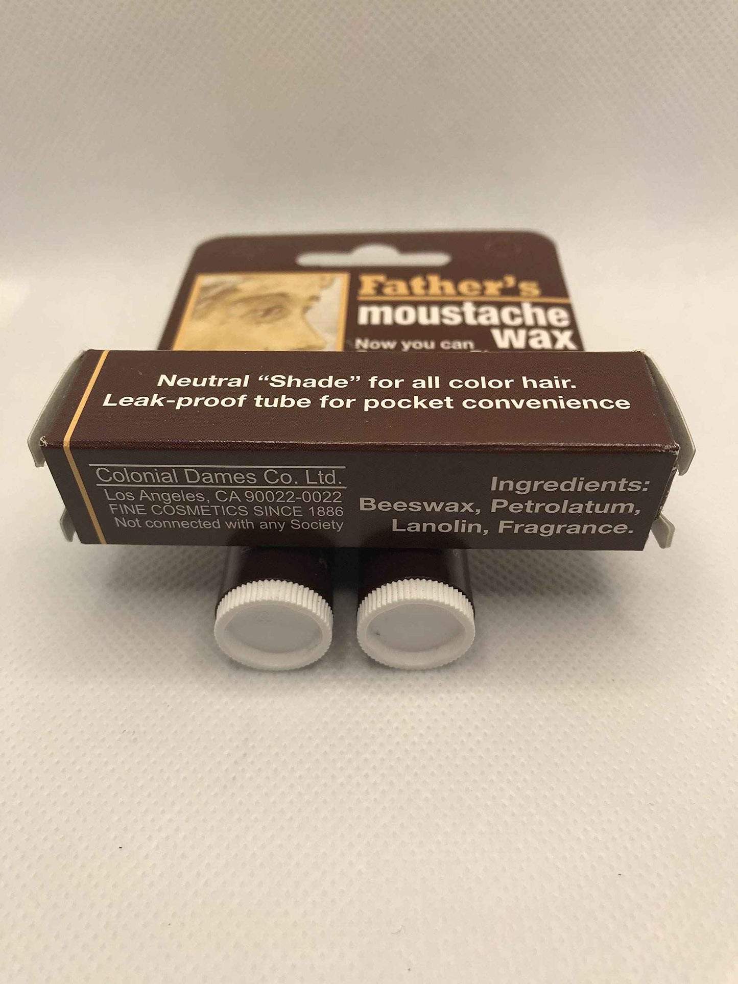 Father's Moustache Wax Neutral. Neutral Shade for All Color Hair. Leak Proof Tube for Pocket Convenience (4). ON All Multi Packs at Checkout, (Pack of 4)