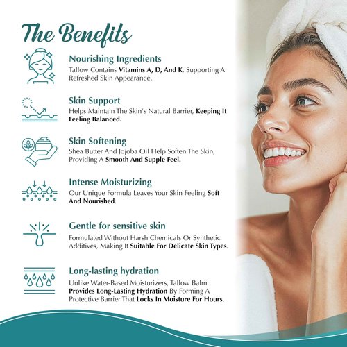 Tallowbourn Grass Fed Beef Tallow Balm for Face and Body with Shea Butter, Organic Jojoba Oil, Honey, and Beeswax – Beef Tallow for Skin – Unscented Balm – 4 oz