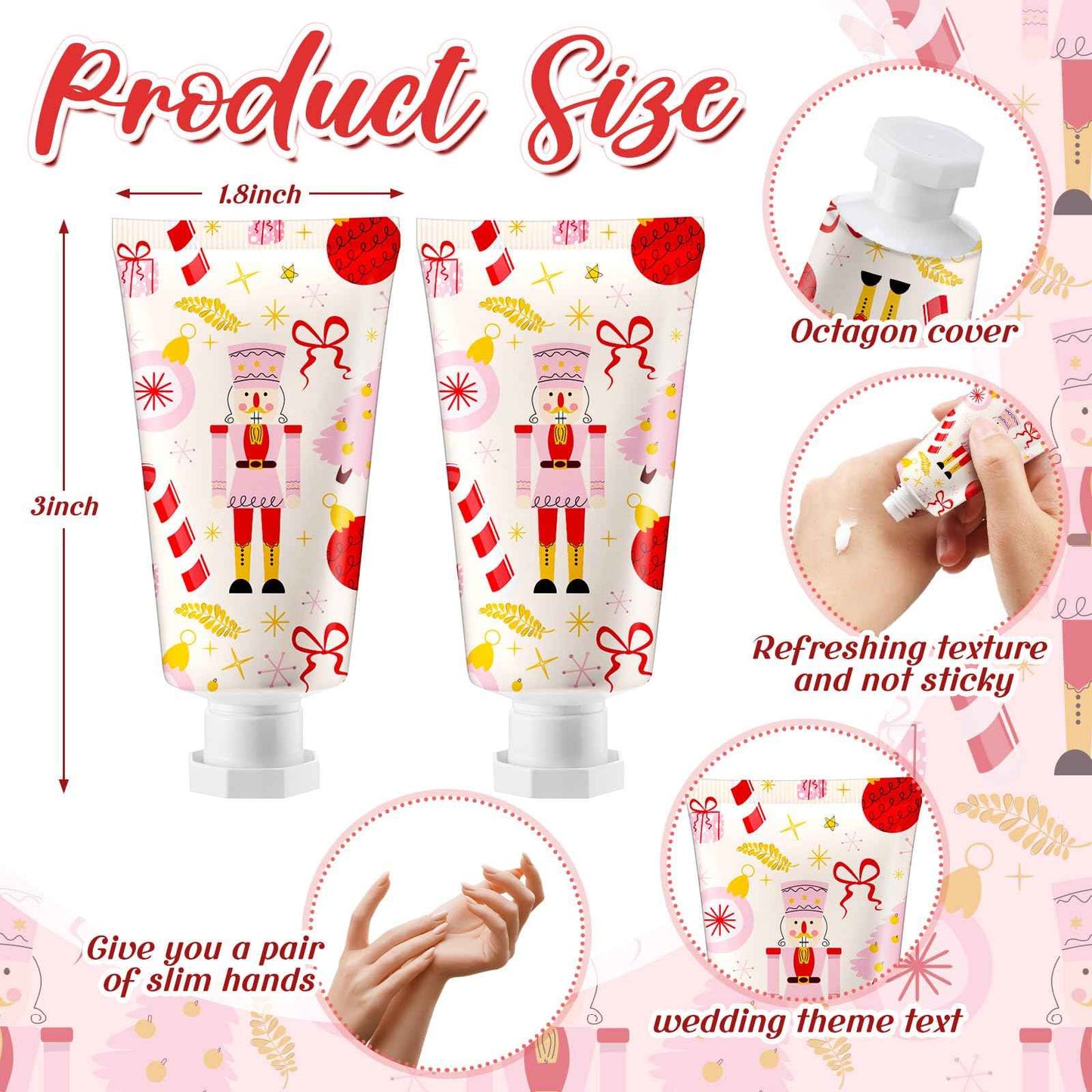 Heigble 50 Pcs 1 Oz/ 30 ml Christmas Nutcracker Hand Cream Gifts Bulk Travel Size Christmas Thank You Hand Cream Body Lotion Gifts for Women Coworker Teacher Nurse Souvenir Xmas Party Supplies