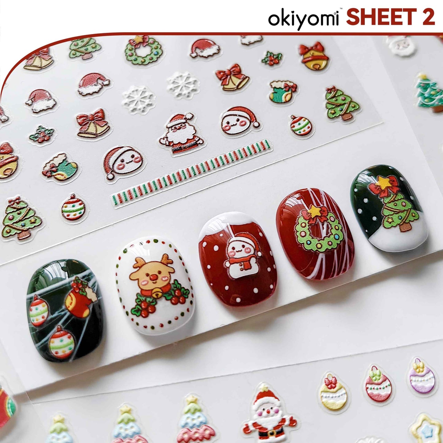 4 Sheets of 3D Christmas Nail Stickers - 258 Cute Nail Decals - Embossed Kawaii Nail Stickers for Kids | Cute Holiday Theme - Santa, Reindeer, Snowman, Gifts, Candy Cane | Glow in The Dark