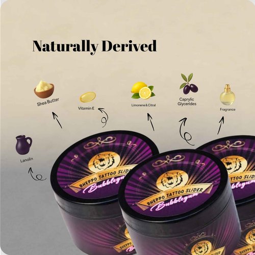 Bheppo Bubble Gum Tattoo Slider for Artists and Aftercare, Shea Butter, Essential Oils, 8.5 oz