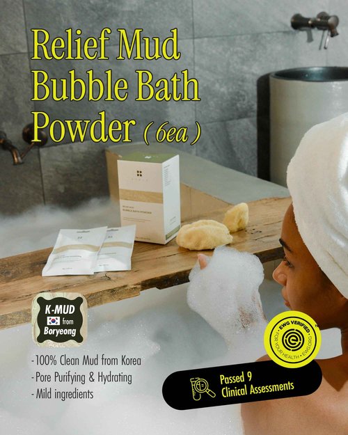BRMUD Relief Mud Bubble Bath Powder | ATEEZ Pick| Hypoallergenic Mud Powder Bubble Bath w/ 98% Nature-Derived Ingredients | Moisturizing & Foaming Bath Oil Control for All Skin (Pack of 6, 1.76 oz)
