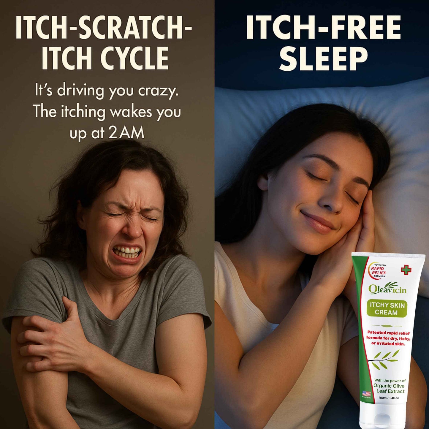 Oleavicin Extra Strength Anti-Itch Cream (2 Pack) for Dry, Itchy Skin Relief – Natural Fungal & Rash Treatment with Olive Leaf Extract – Fast-Acting, Long-Lasting Itch Relief