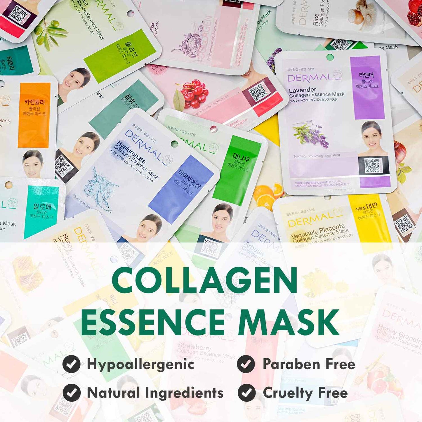 DERMAL 24 Combo Pack Collagen Essence Full Face Facial Mask Sheet 16 Combo Pack A
