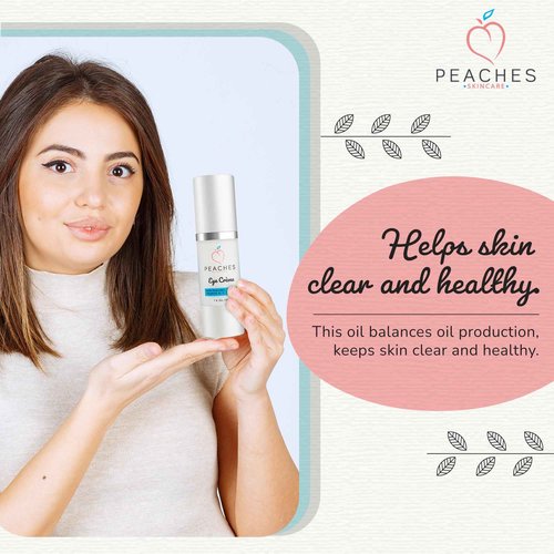 Peaches Skin Care Under Eye Cream – Targets Puffiness, Dark Circles, and Bags – Vegan Formula with Peptides, Co-Q10, Squalene, Vitamins, and Reishi – Eye Crème (1 oz)