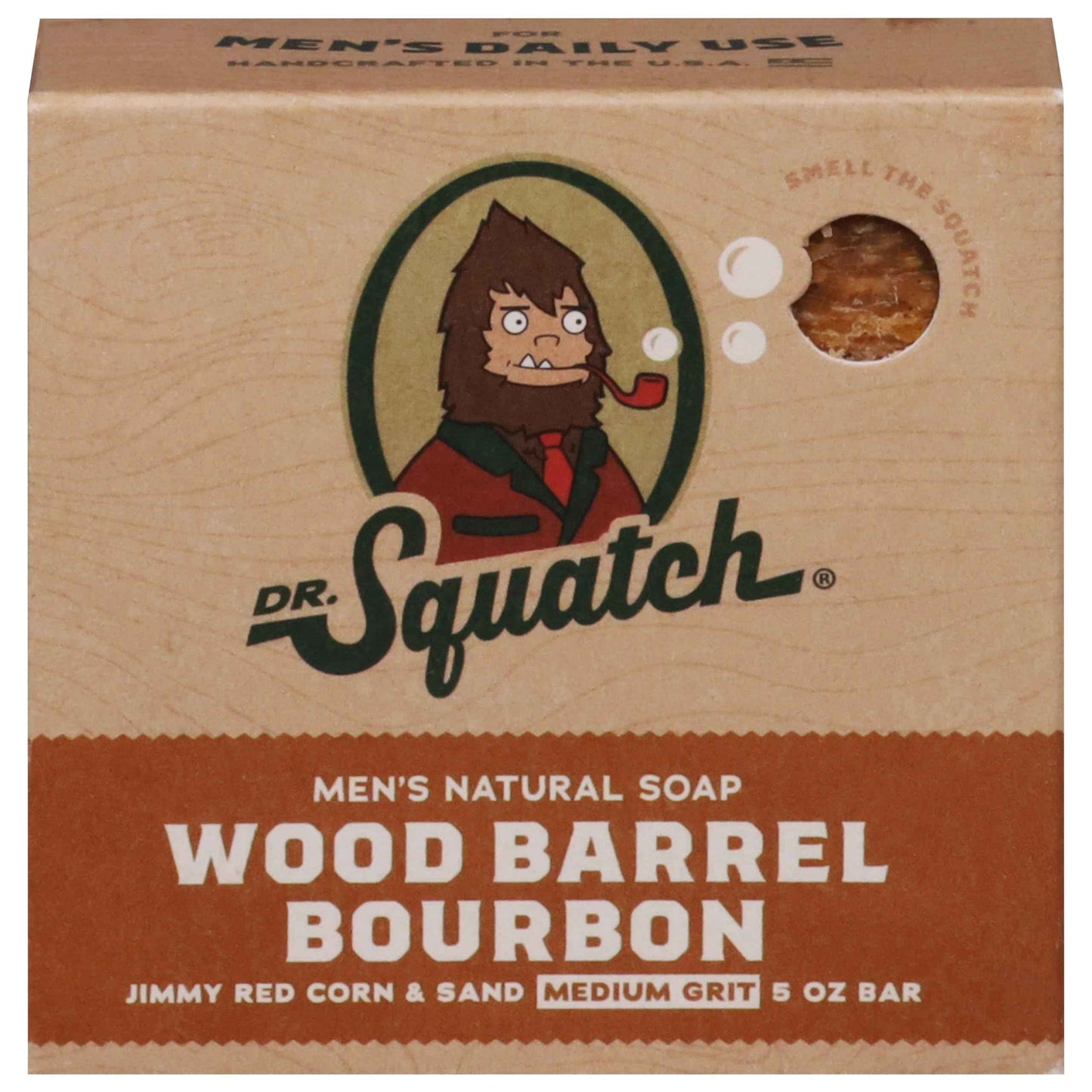 Dr. Squatch Men's Soap 5 Oz Wood Barrel Bourbon Medium Grit Bar & Fresh Falls Zero Grit Bar 2-Pack