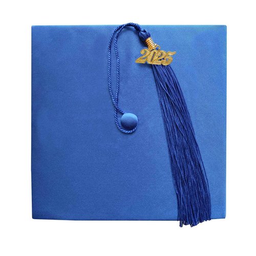 Happy Secret Unisex Shiny Kindergarten and Preschool Graduation Cap with 2025 Tassel 2024 Year Charm for Kids Royal Blue
