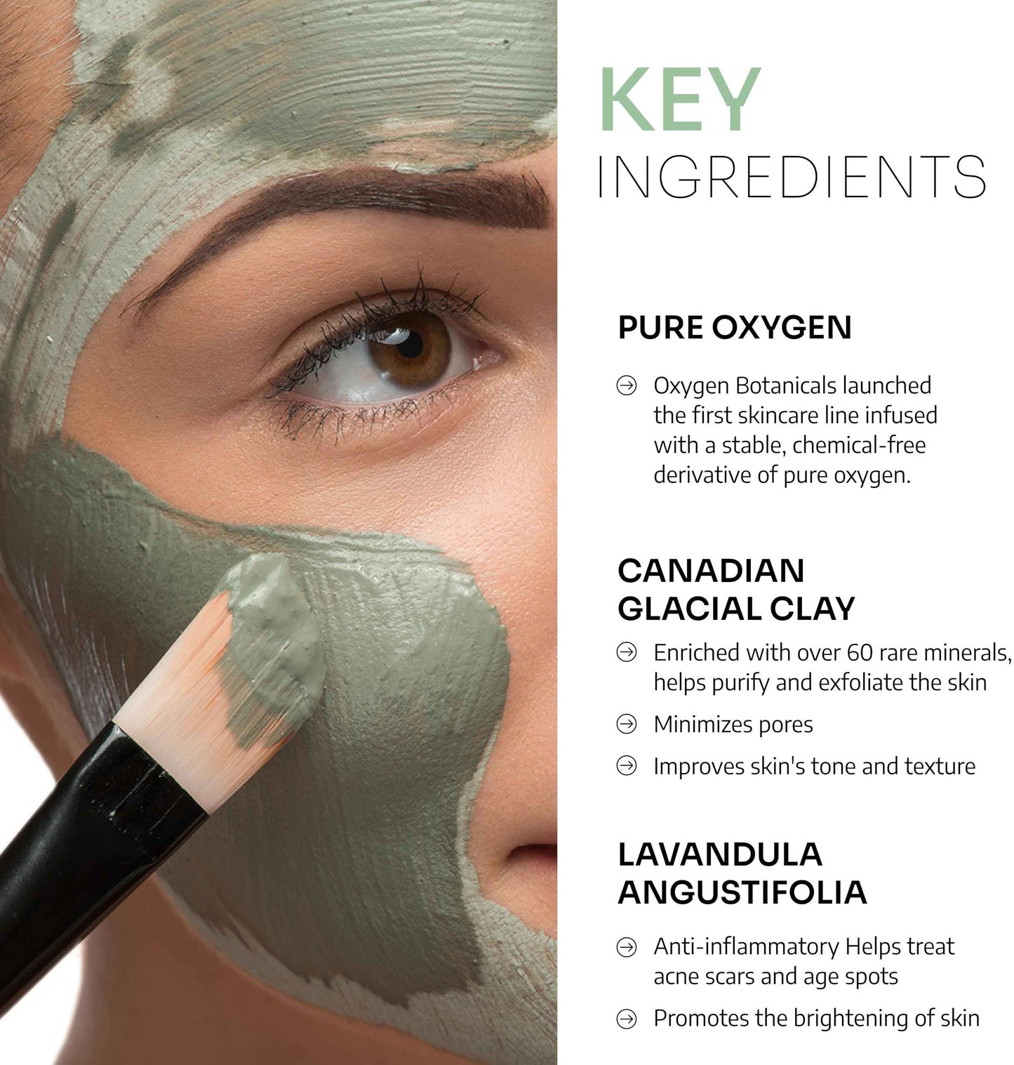 Oxygen Botanicals Canadian Glacial Clay Mask, deeply hydrates the skin, detoxifies and rejuvenates, moisturizing mask, all skin types, 8 pack