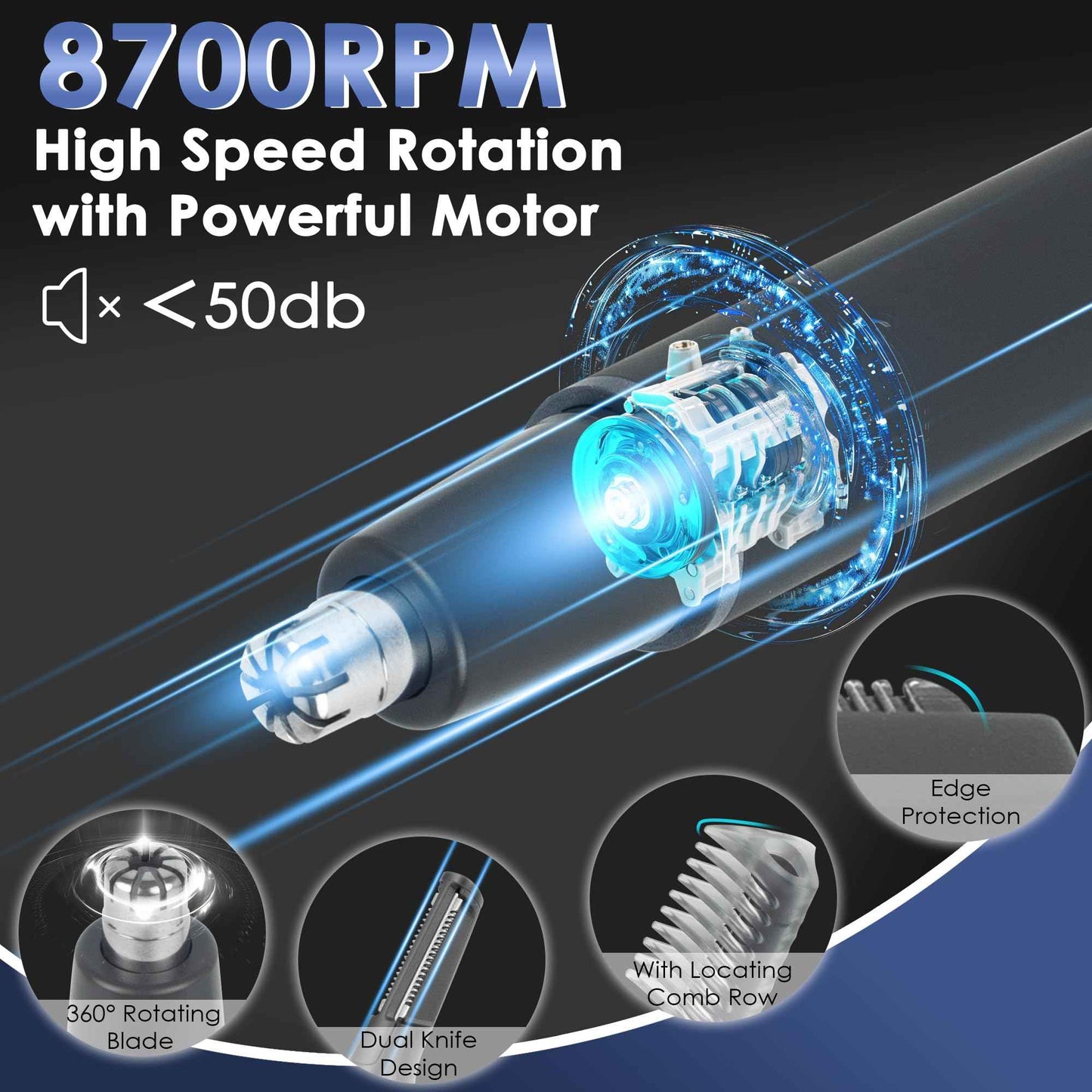 ULAIDO Nose and Ear Hair Trimmer for Men, Rechargeable 3 in 1 Hair Trimmers for Nose Ear Eyebrow & Body Detail Hair Removal, No Pull No Snag Men's Grooming with High Speed, 3 Heads