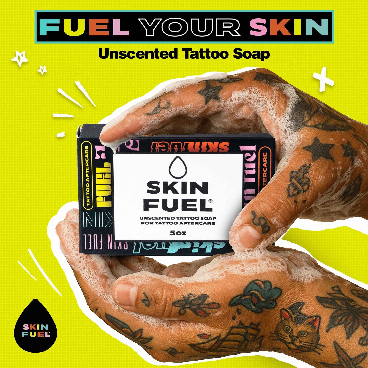 Skin Fuel Tattoo Aftercare Kit – Cream & Unscented Soap for Tattoos with Jojoba Seed Oil, Shea Butter & Aloe – Plant-Powered Healing Ointment & Tattoo Wash for Fresh & Long-Term Ink Care (2-Piece Set)