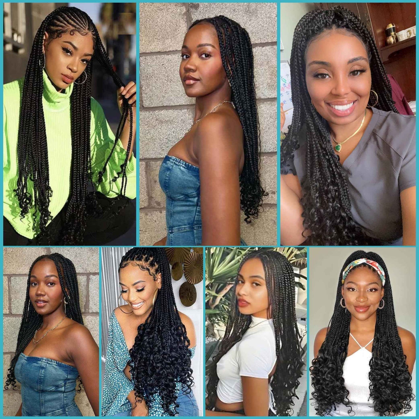 7 Packs Crochet Box Braids -18 Inch Crochet Hair for Black Women Pre loople Crochet Hair with Curly Ends 1B Goddess Box Braids Crochet Braiding Hair