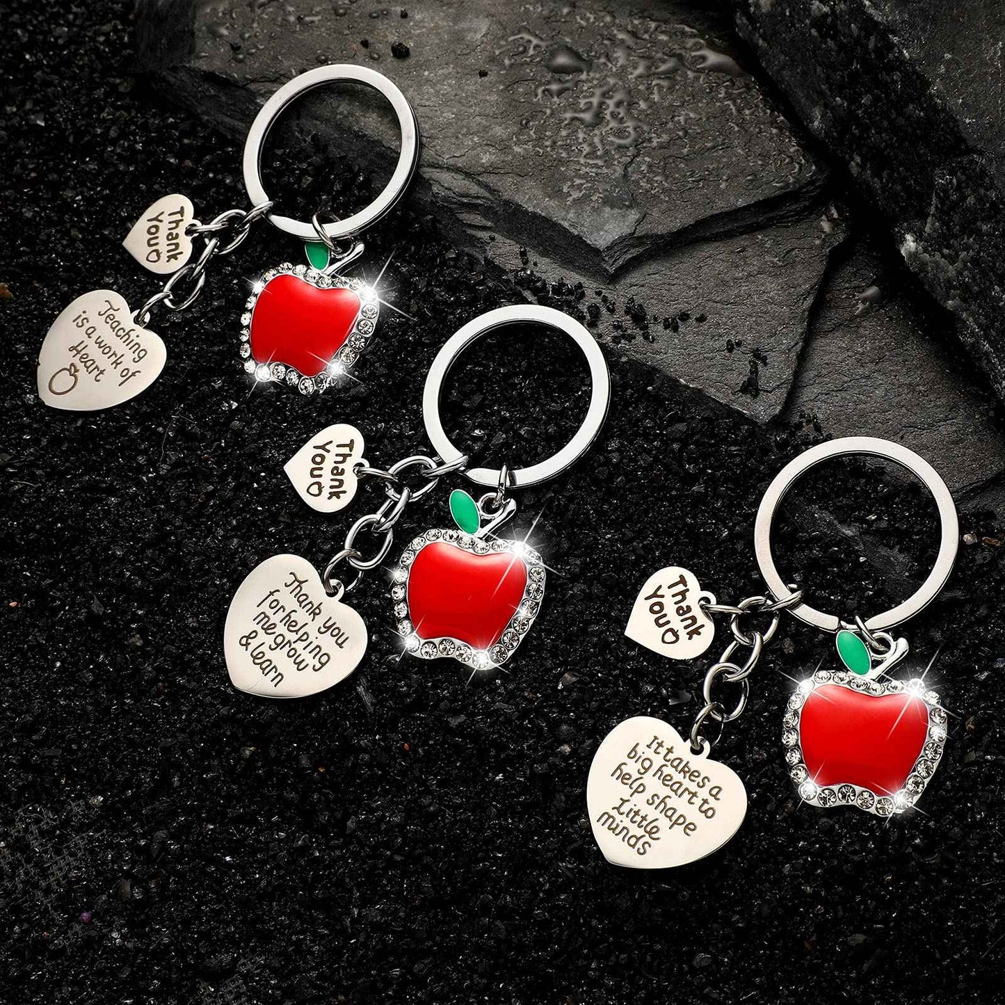 Frienda 6 Pack Christmas Teacher Appreciation Gifts for Women Bulk Xmas Teacher Gifts 3 Pcs Zipper Cosmetic Bags Canvas Makeup Pouch 3 Pcs Thank You Keychains Xmas Birthday Present(Flower Style)