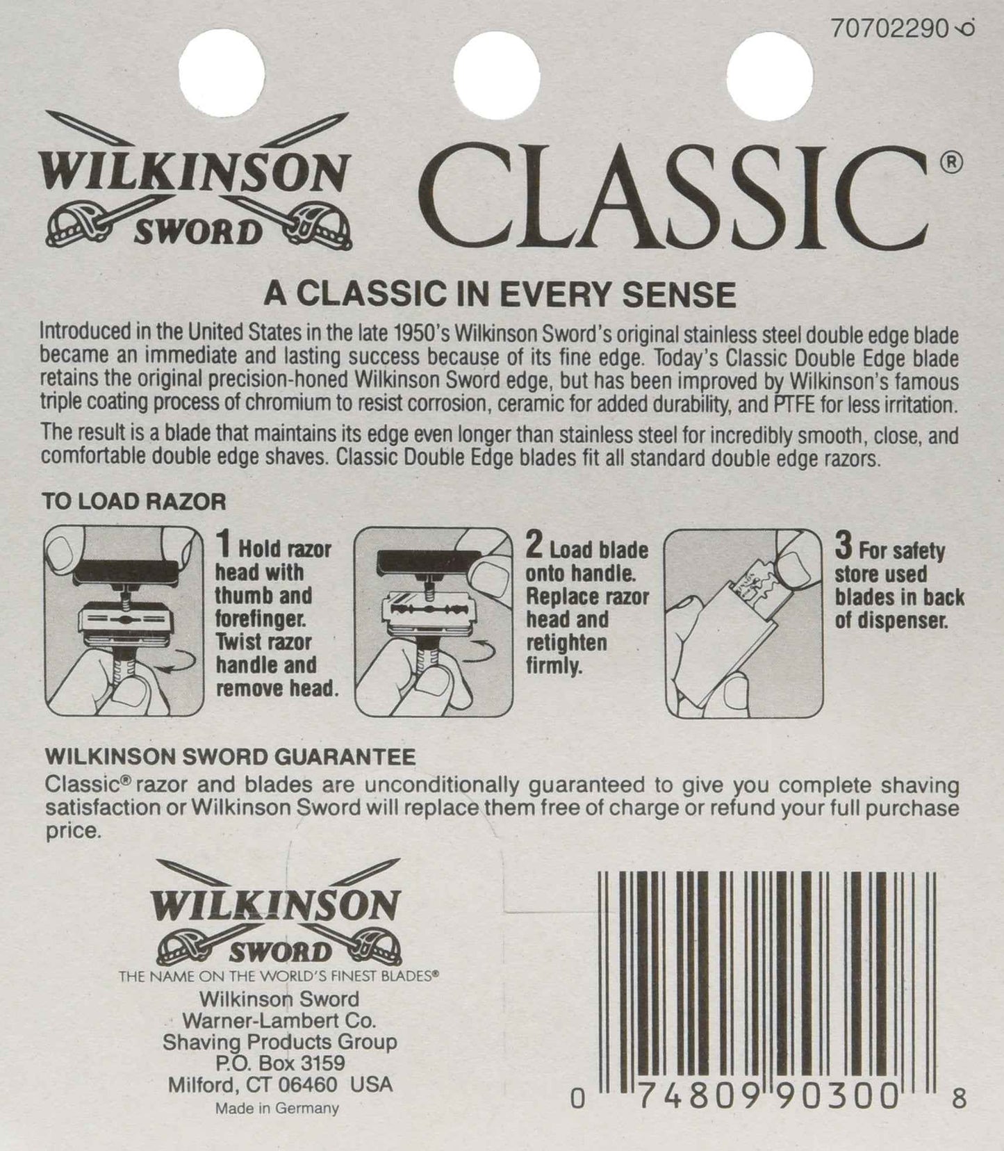 Wilkinson Sword Classic Stainless Steel Double Edge Razor Blades 5 Count (Pack of 20)