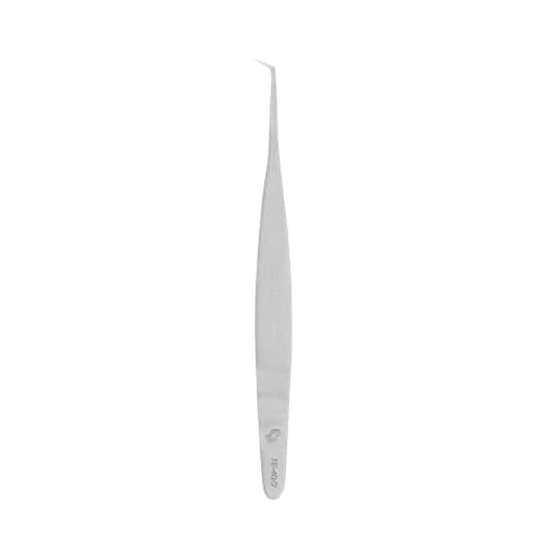 STALEKS PRO Eyelash Tweezers, Silver, Ergonomic, Stainless Steel