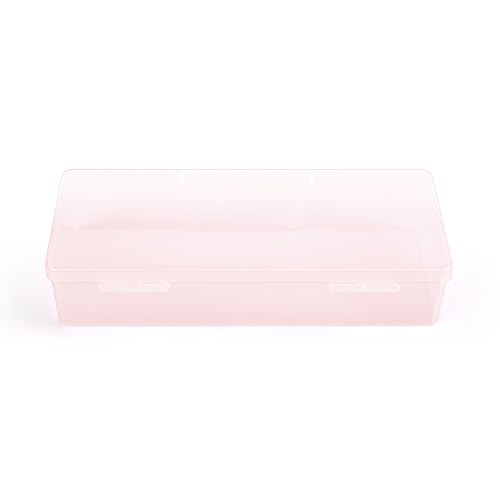 Transparent Nail Art Storage Box with Pink Flip Lid
