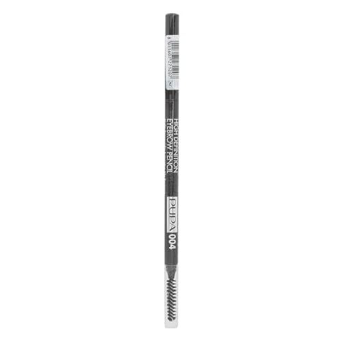 Pupa Milano High Definition Eyebrow Pencil - Waterproof Automatic Pencil With Mini Comb - Allows Super Defined Application for Sculpted Eyebrows, Precise and Intense Lines - 004 Extra Dark - 0.003 Oz
