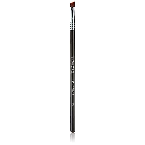 Sigma E65 - Small Angle Makeup Brush - Use for Winged Eyes or as Brow Brush - Precision Angled Brush for Gel or Powder Products - Create Precise Lines & Strokes - Chrome
