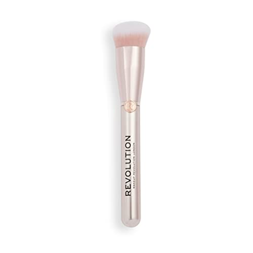 Revolution, Create Angled Foundation Brush (R8), Applicator for Blending & Sculpting Liquid or Cream Makeup on Face & Neck, Vegan & Cruelty-Free